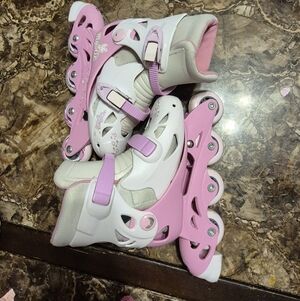 Mystic Pink and White Kids Roller Skates